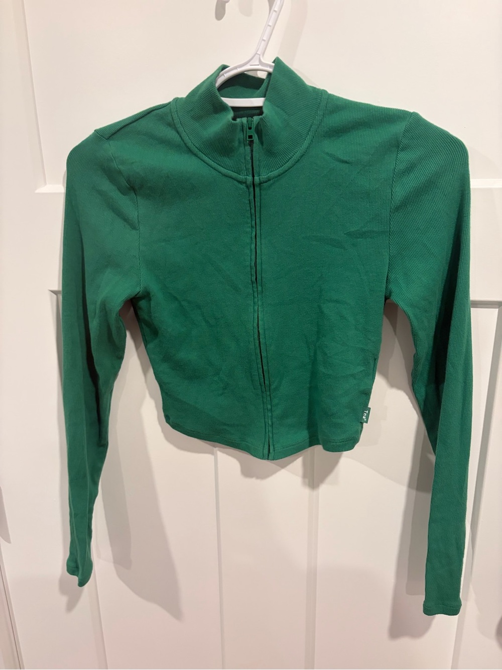 TNA Green Zip-Front Crop Zip-Up Hoodie